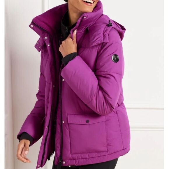 Talbots Quilted Puffer Jacket Coat Fleece Lined Hooded Size XL Petite T by - Picture 1 of 16
